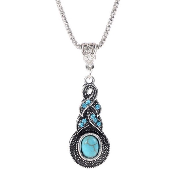 Boutique Jewelry - ‼️3/$30 Boho Turquoise Blue CZ Silver Necklace